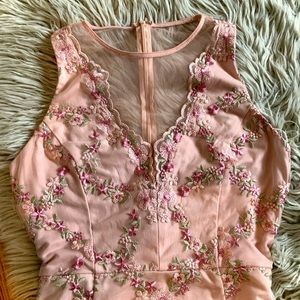 Pink sheer body-con dress